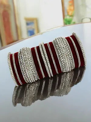 Silver Plated Engagement Bollywood Inspired Bangles Chura Set, Silver Plated Bangles Set, Pakistani Chura Set