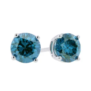 Sky Blue Diamond Stud Earrings 1/3ct