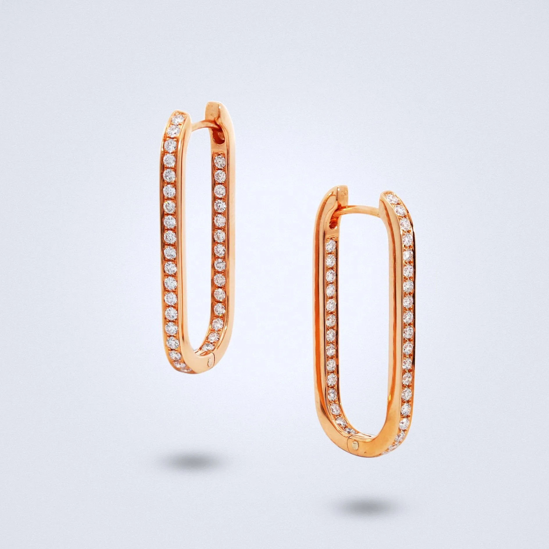 Sleek Rose Gold Diamond Hoops