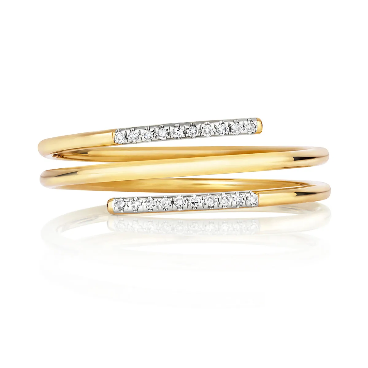 Soleil Collection Diamond Spiral Ring | 9K Solid Yellow Gold