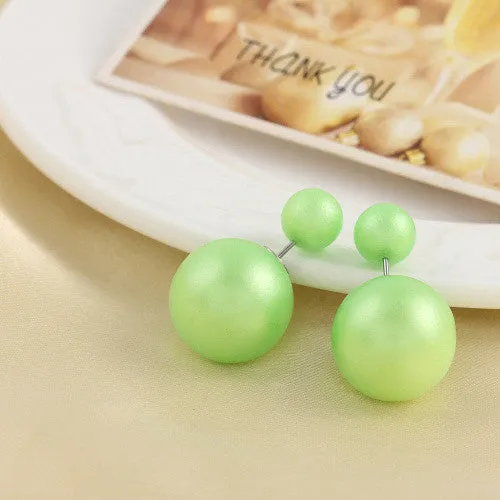 Solid Color Brincos Double Side Simulated Pearl Earrings for Women