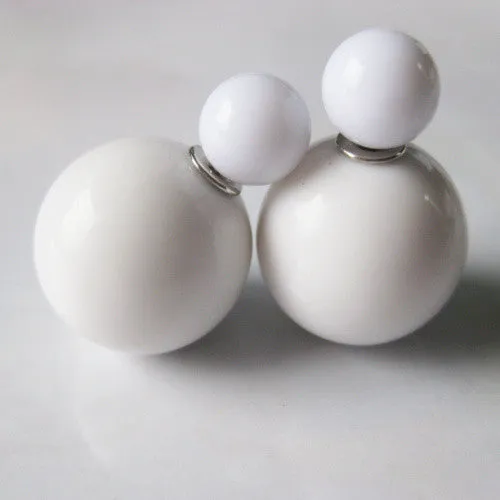 Solid Color Brincos Double Side Simulated Pearl Earrings for Women