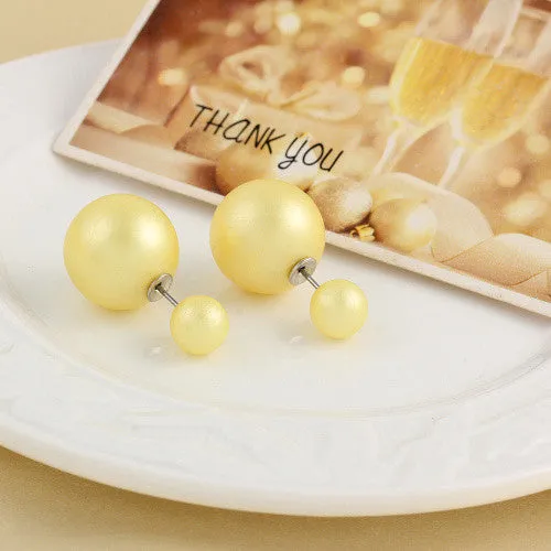 Solid Color Brincos Double Side Simulated Pearl Earrings for Women