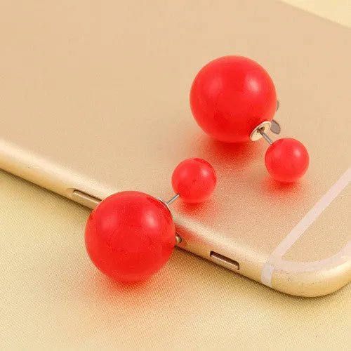 Solid Color Brincos Double Side Simulated Pearl Earrings for Women