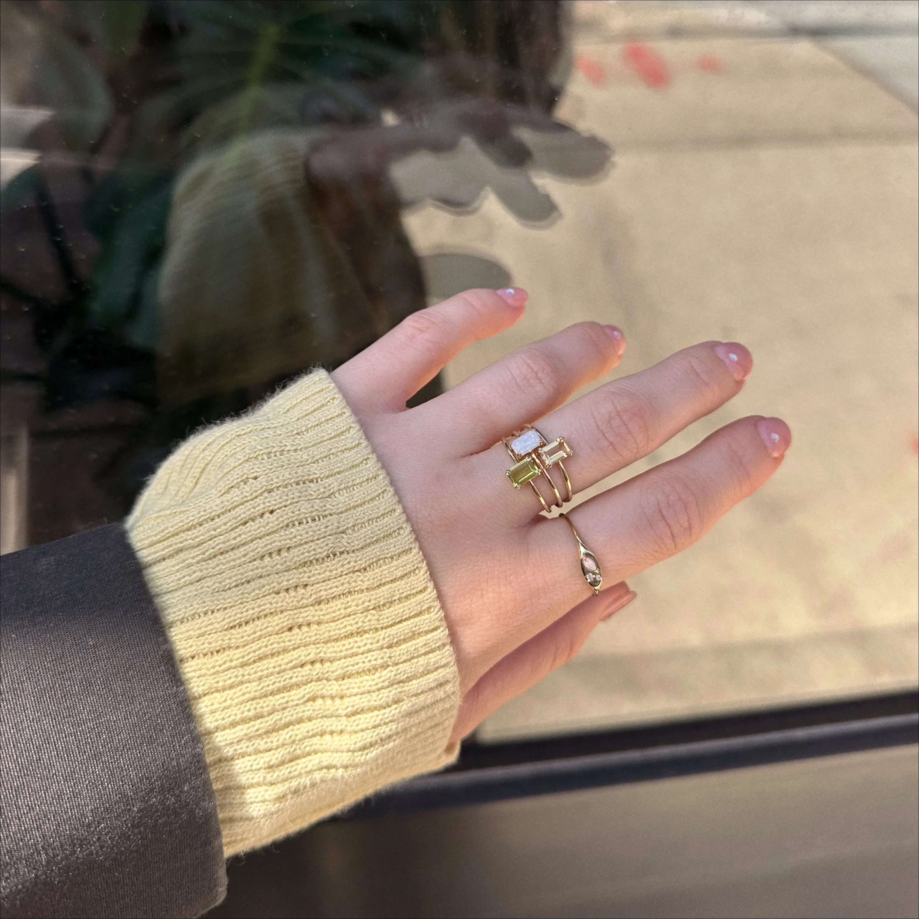 Solid Gold Opal and Diamond Signet Ring