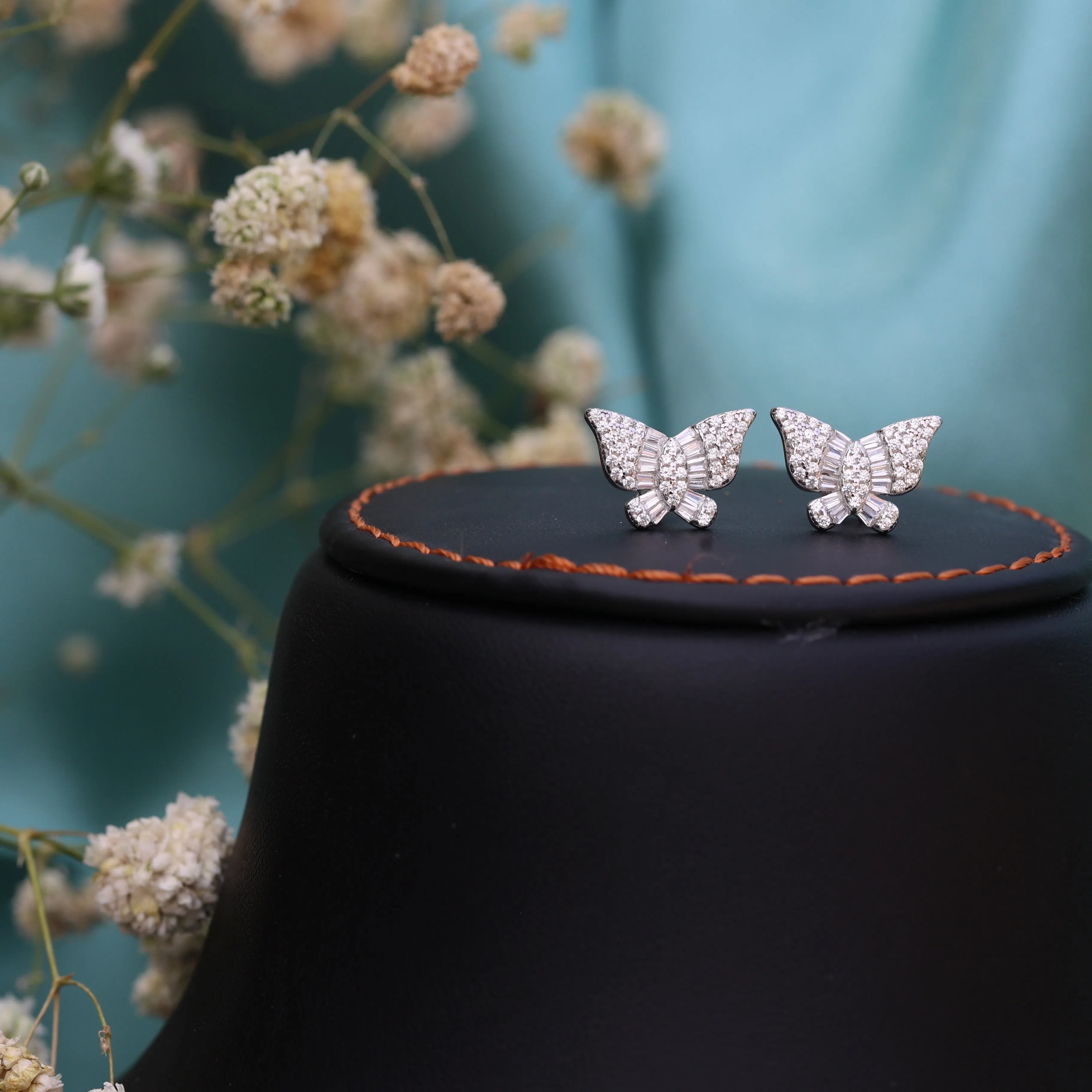 Sterling silver Butterfly stud earrings