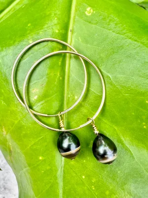 Tahitian Pearl Hoop Earrings