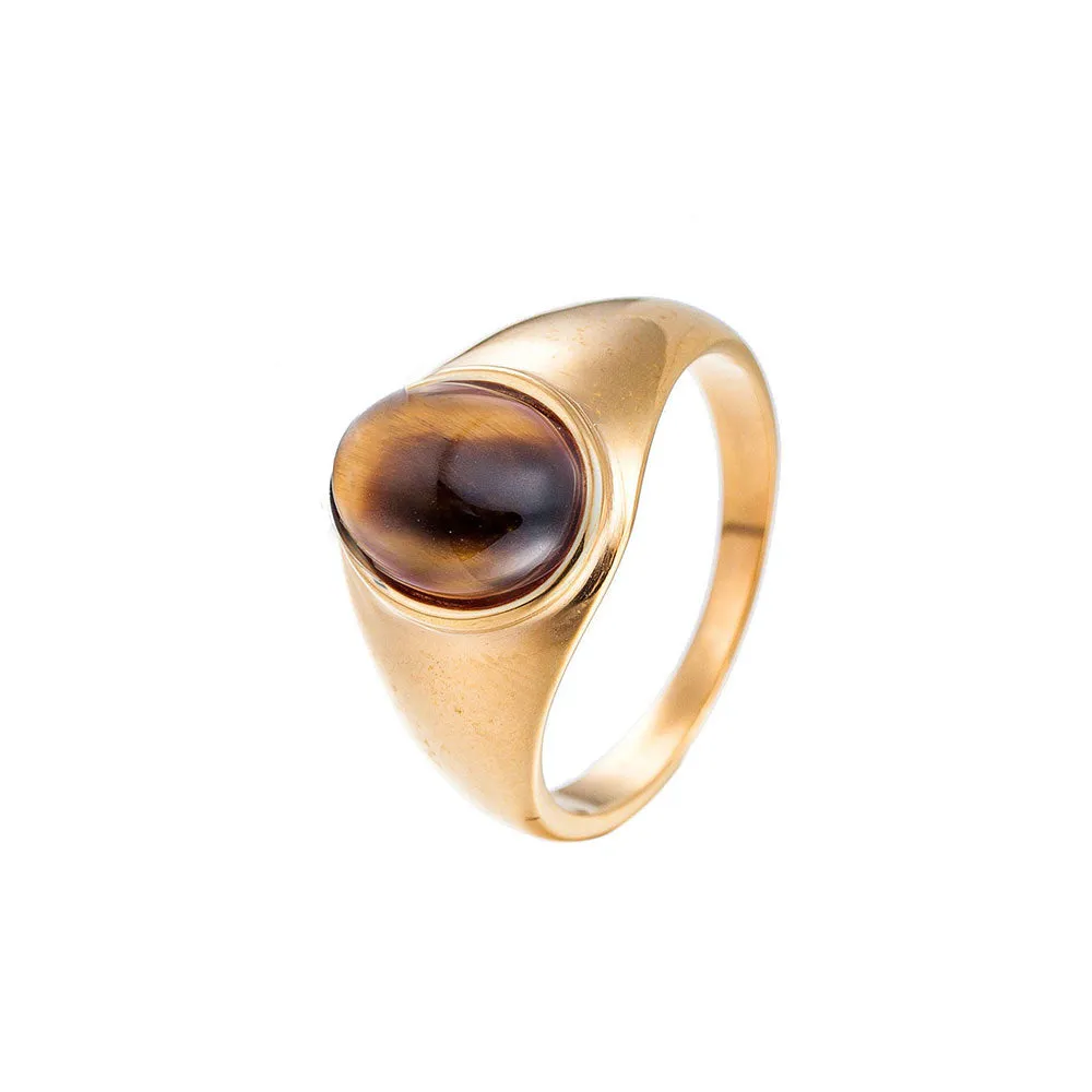 TIGER EYE OVAL STONE SIGNET RING