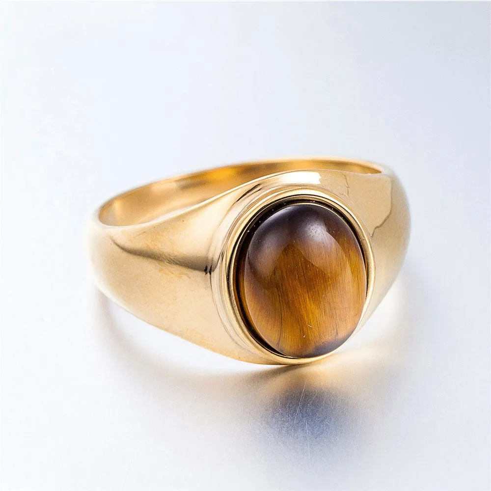 TIGER EYE OVAL STONE SIGNET RING