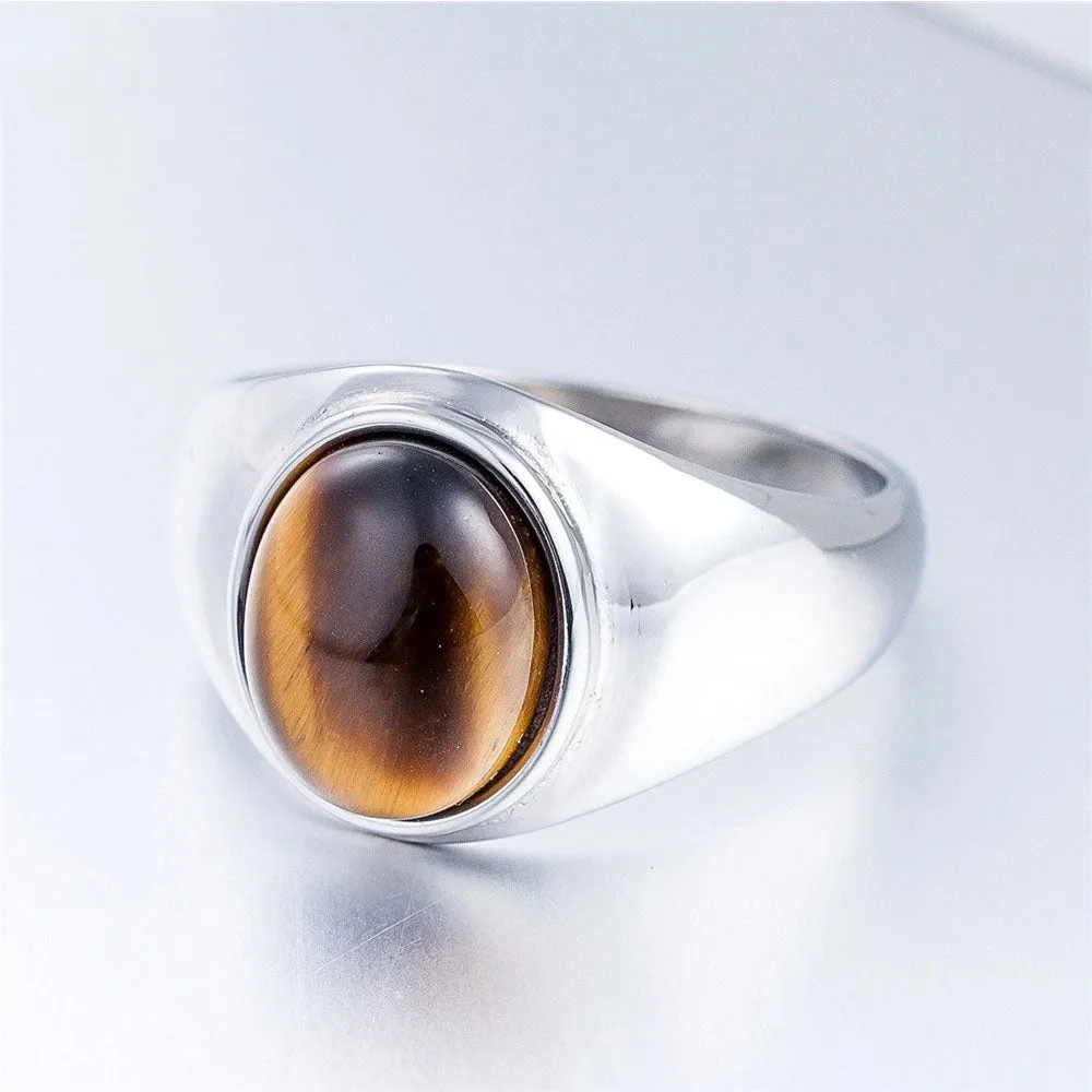 TIGER EYE OVAL STONE SIGNET RING