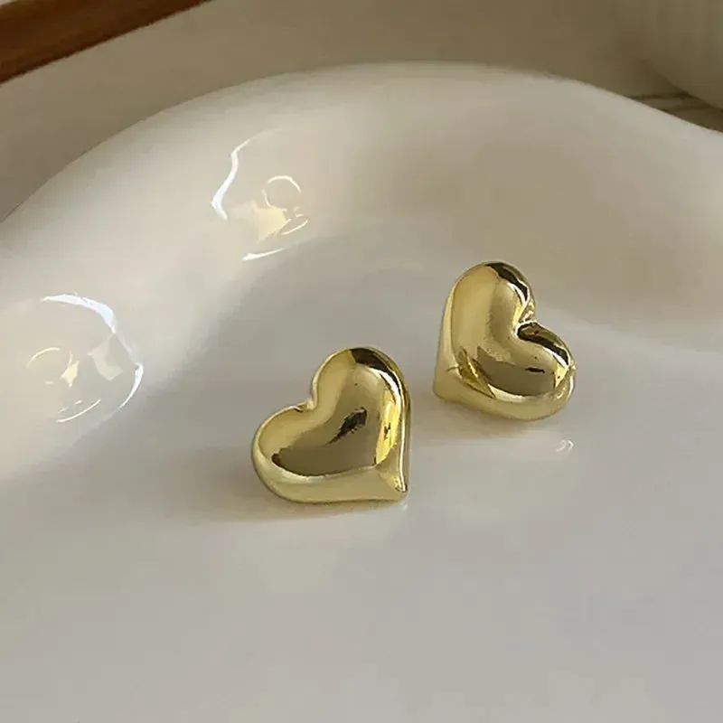 Trendy Double Accessories Silver Prevent Gold Vintage Party Heart Allergy Earring