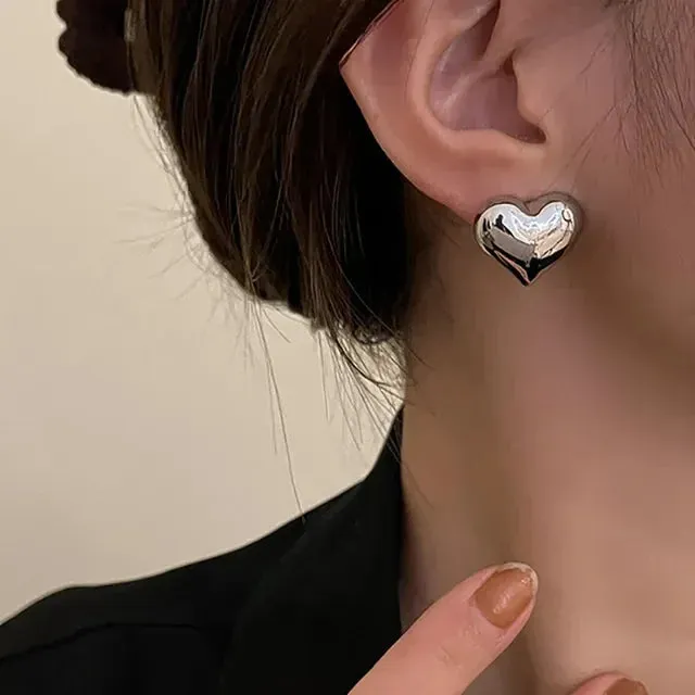 Trendy Double Accessories Silver Prevent Gold Vintage Party Heart Allergy Earring