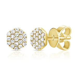 Trendy Pave Diamond Disc Stud Earrings