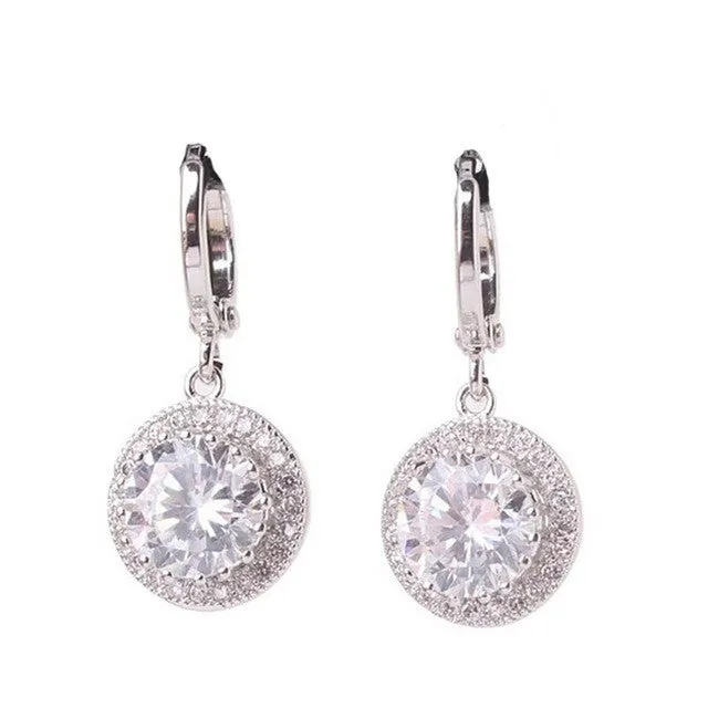 Wedding Luxury Earrings for Women Silver Plating Crystals CZ Zirconia Dangle Drop Long Earrings