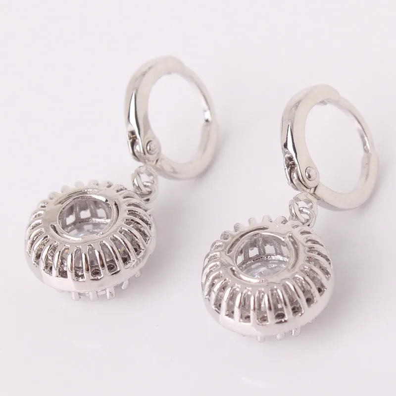 Wedding Luxury Earrings for Women Silver Plating Crystals CZ Zirconia Dangle Drop Long Earrings