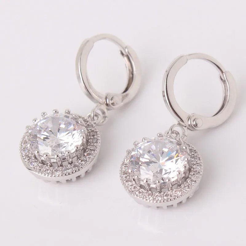 Wedding Luxury Earrings for Women Silver Plating Crystals CZ Zirconia Dangle Drop Long Earrings