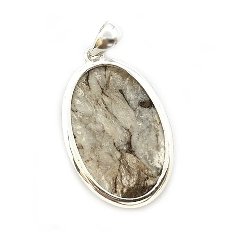 White Buffalo Turquoise Oval Pendant