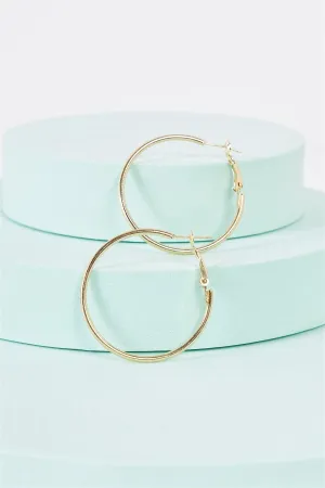 Yellow Gold Plain Minimalistic Round Hoop Earrings