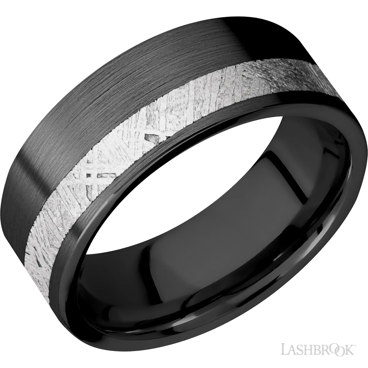 Zirconium with Satin Finish and Meteorite Inlay - 8MM