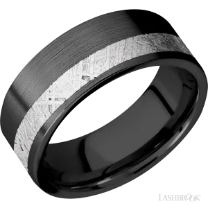 Zirconium with Satin Finish and Meteorite Inlay - 8MM